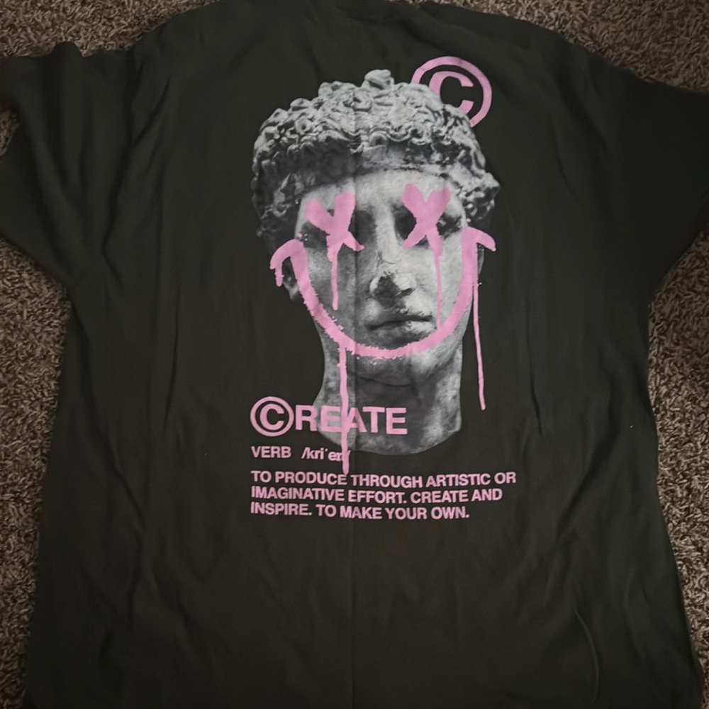 Artistic Black and Pink Graphic T-Shirt